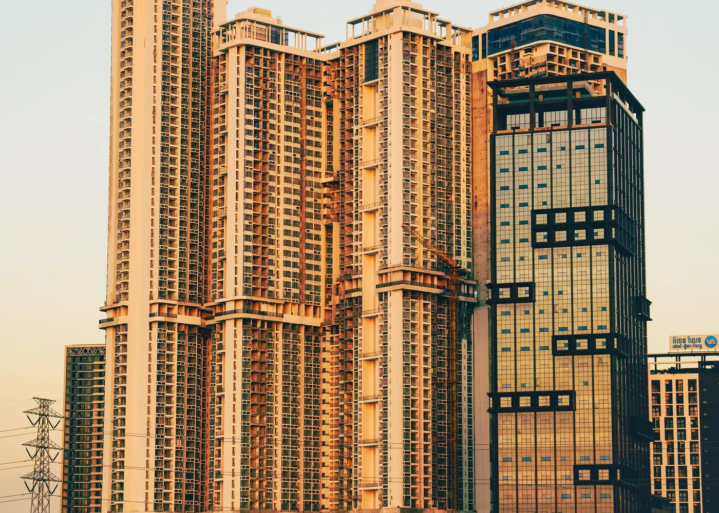 Office towers in Phnom Penh at sunset
