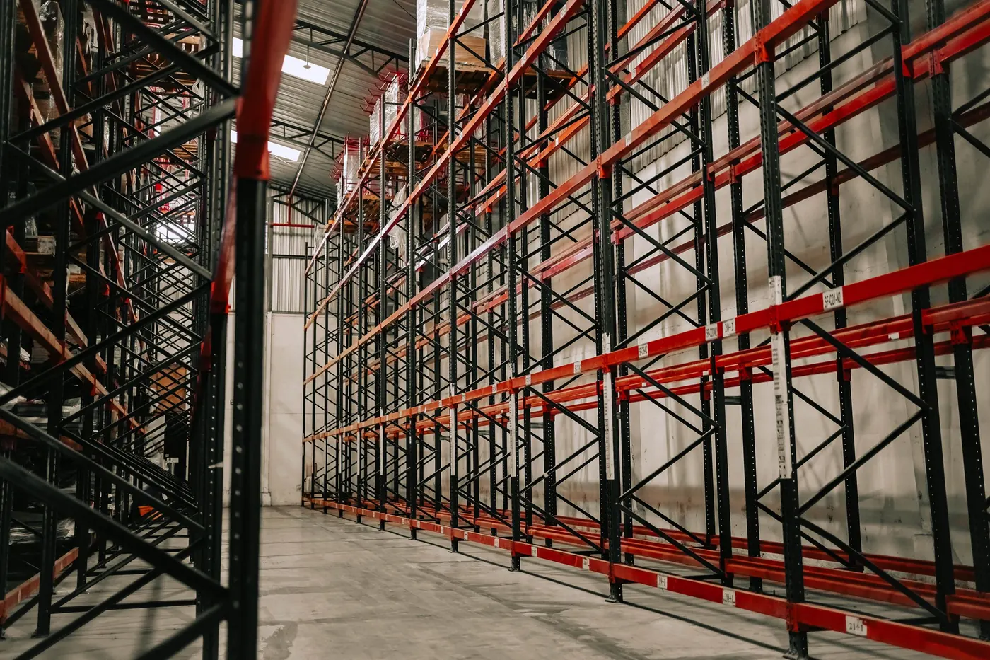 Industrial racking in a warehouse